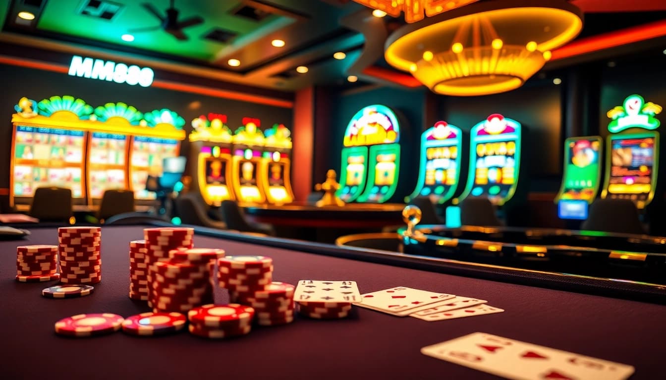 Players experiencing the excitement of MM88 online gambling at a luxurious casino table.