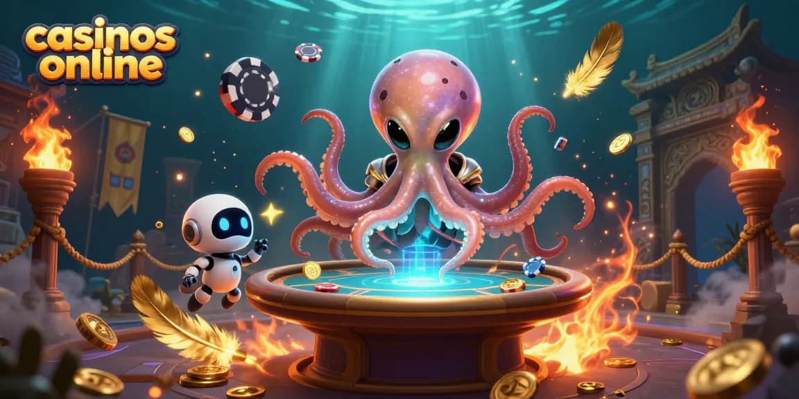 Jugando en casinos online: pulgares arriba mientras una langosta espacial y su robot compañero giran en una mesa de póker.