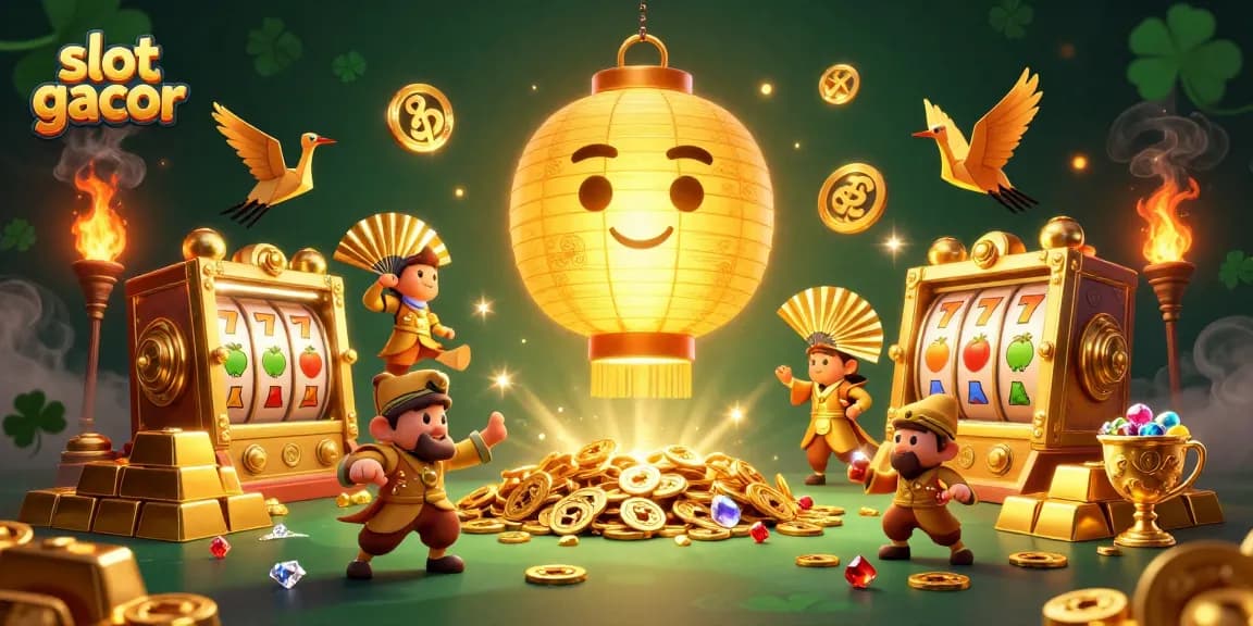 Experience the thrill of slot gacor with vibrant symbols and golden treasures in this magical casino scene.