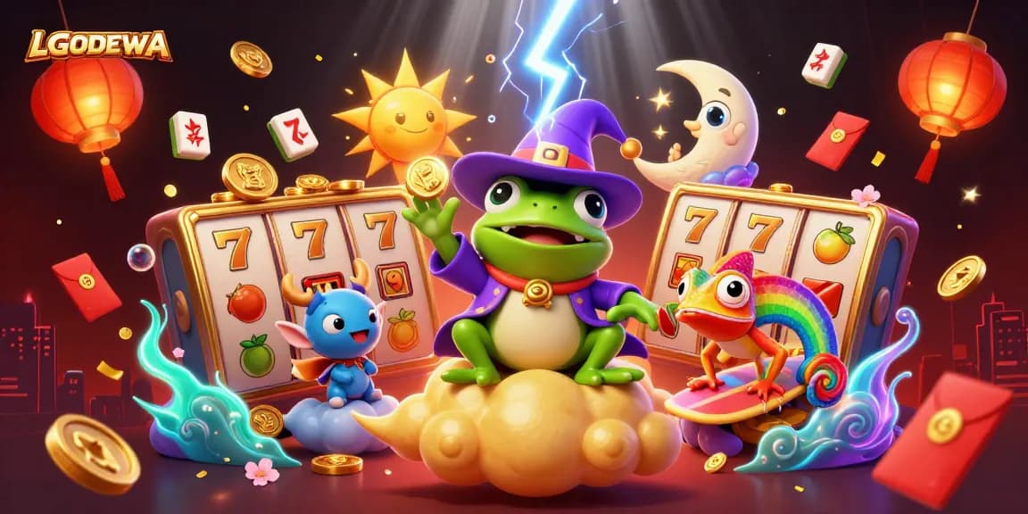 Experience the thrill of LGODEWA slots with golden coins and vibrant game elements.