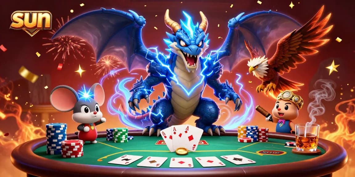 Win big at the casino with sun-themed poker excitement and vibrant character action.