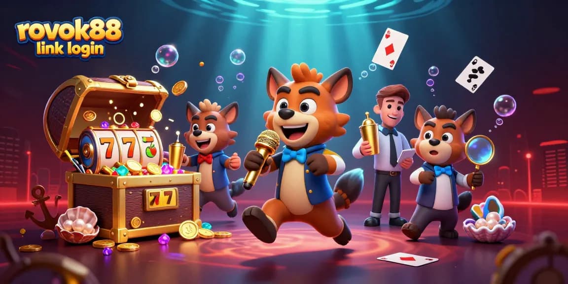 Experience the thrill with rokok88 link login in a vibrant casino scene featuring cartoon hyenas.