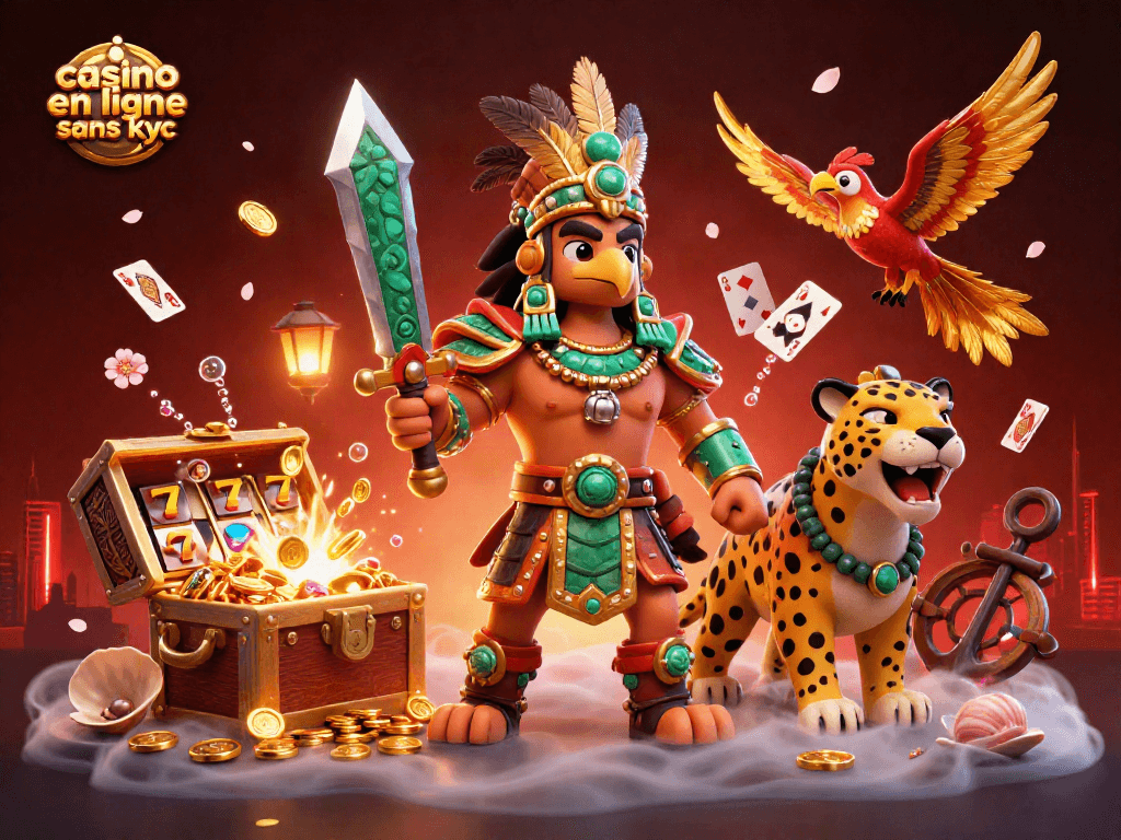 Jouez dans un casino en ligne sans KYC avec des guerriers aztèques et des éléments de jeu captivants.