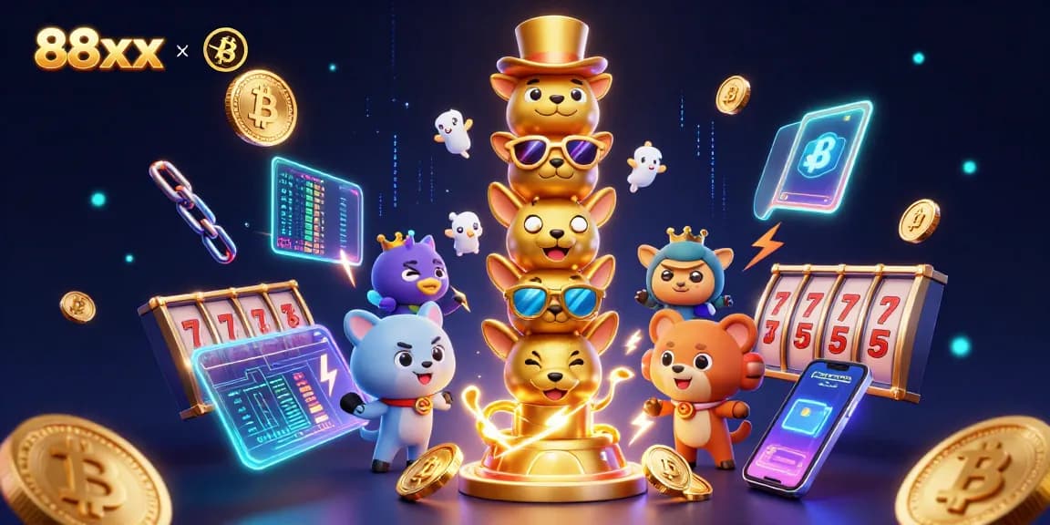 Spin 88xx com's exciting slot reels alongside vibrant digital casino elements.
