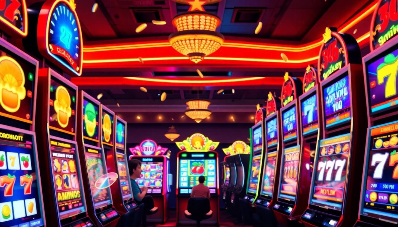 Experience thrilling slot games at hoki138 pro with vibrant machines and excited players.