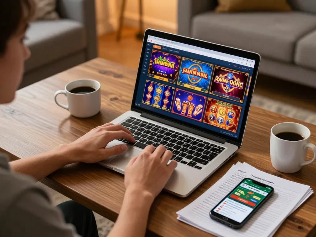 Tutti i siti di scommesse non aams displayed on a laptop, emphasizing online gambling strategies and home setup.
