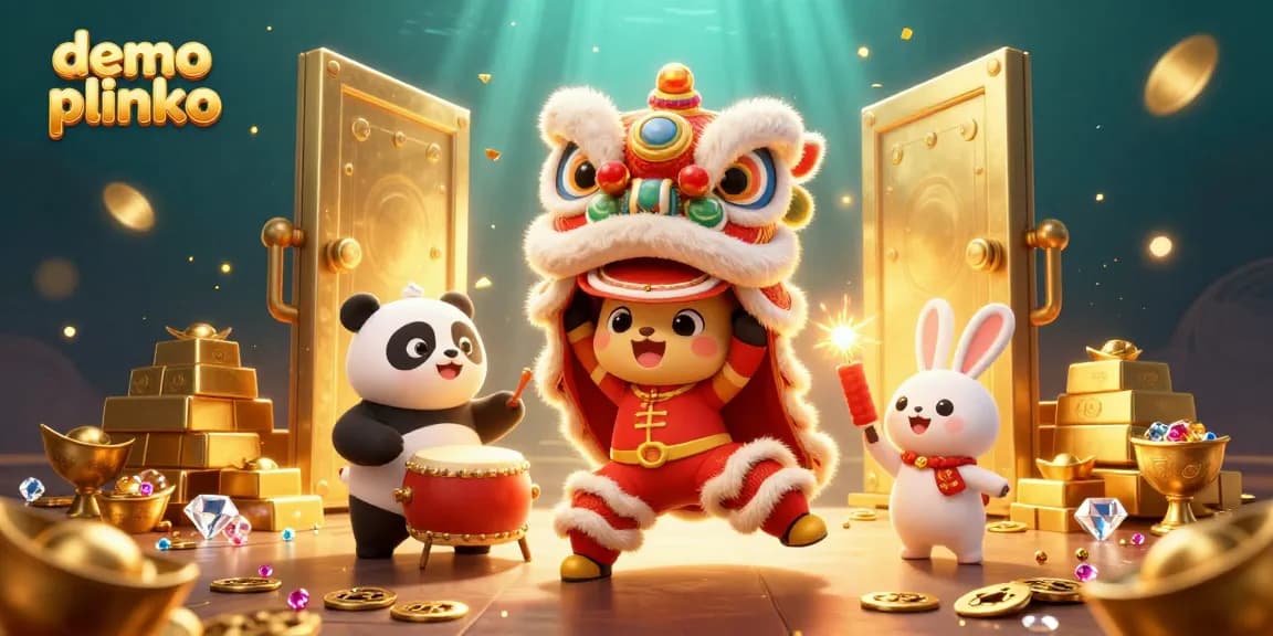 Win big with demo plinko in this vibrant 3D casino illustration featuring lively characters.