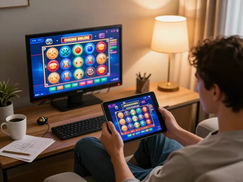 Exploring lista casino online stranieri on a tablet, highlighting vibrant gaming interface and home comfort.