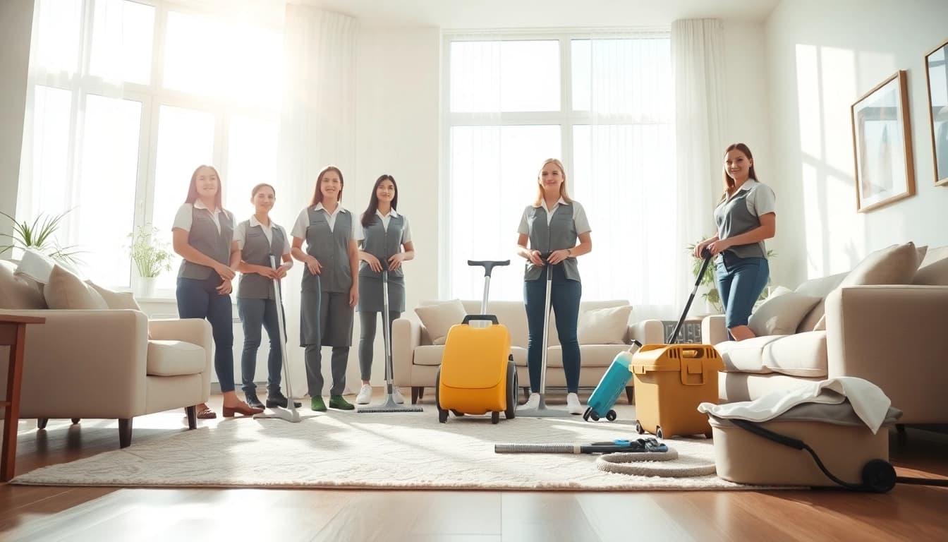 Enhance your space with our expert Cleaning Service in a bright, professional living room setting.