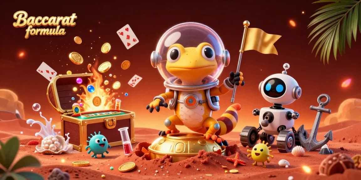 Experience the Baccarat formula strategy in a vibrant Martian casino adventure with 3D characters.