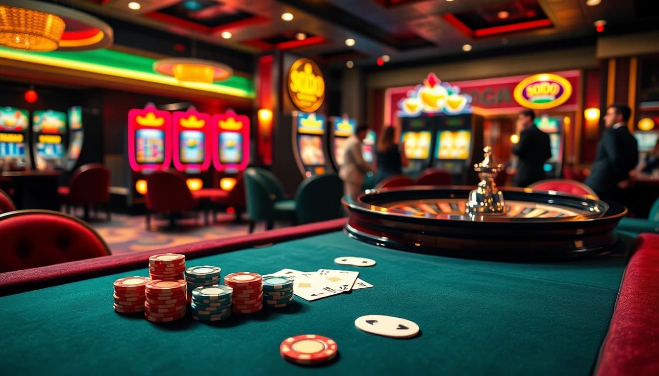 Experience the thrill at SODO CASINO with vibrant poker games and dazzling slot machines.