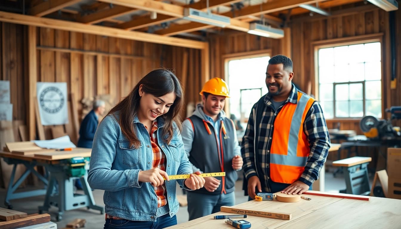 Students learning practical skills at construction trade schools in Texas.