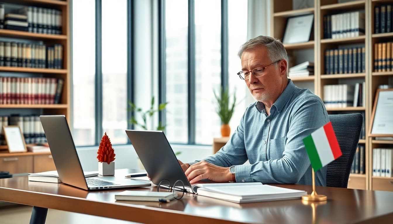 Sworn translator at work, showcasing expertise in legal document translation.