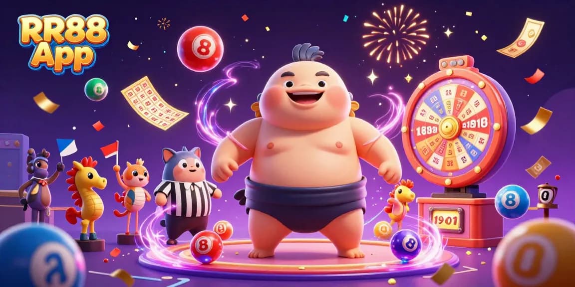 Engage in luck with the RR88 App, featuring vibrant gaming elements and dynamic lottery activities.