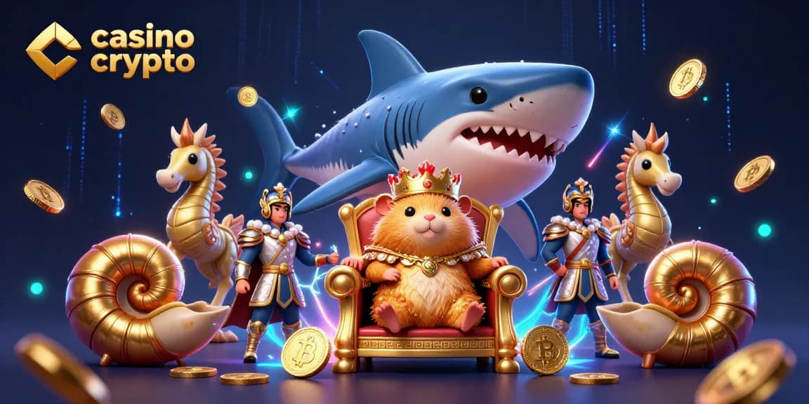 Scopri i migliori casinò crypto con il re criceto dorato mentre troneggia su un dente di megalodon.