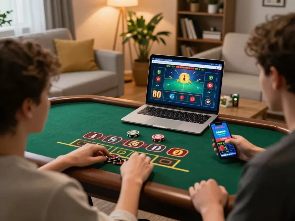 Engage in live dealer games on cm88 com with warm ambient lighting in a cozy home gaming setup.
