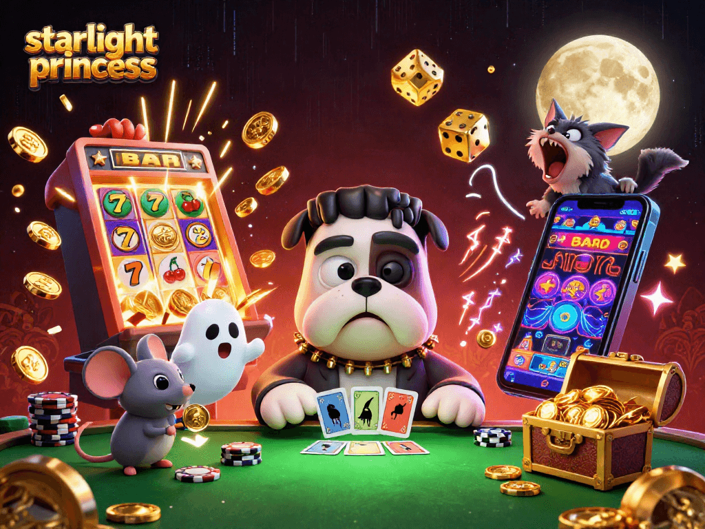 Spin the reels with Starlight Princess in this animated casino scene of a vibrant slot adventure.