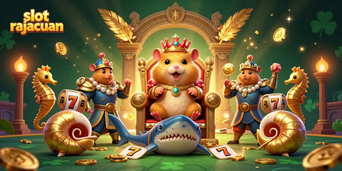 Permainan slot rajacuan menampilkan raja hamster emas dengan mahkota karang.