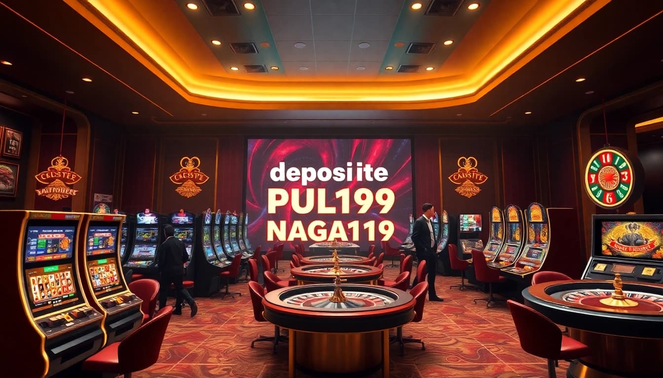 Experience deposit pulsa Naga169 in an exciting casino atmosphere with engaging slot machines and vibrant tables.