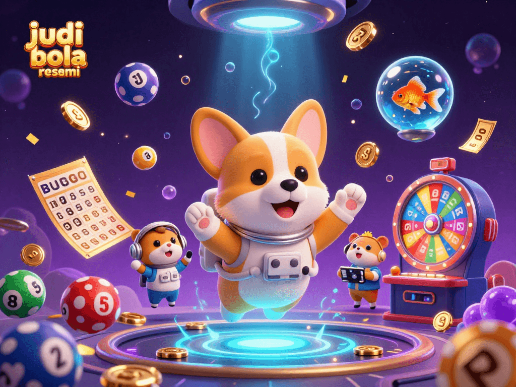 Experience thrilling moments with judi bola resmi in a vibrant space casino setting with animated elements.