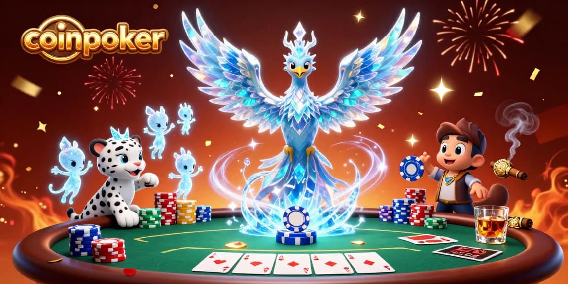 Jouez à CoinPoker et gagnez avec un phoenix de glace et un cub d'ice tiger.