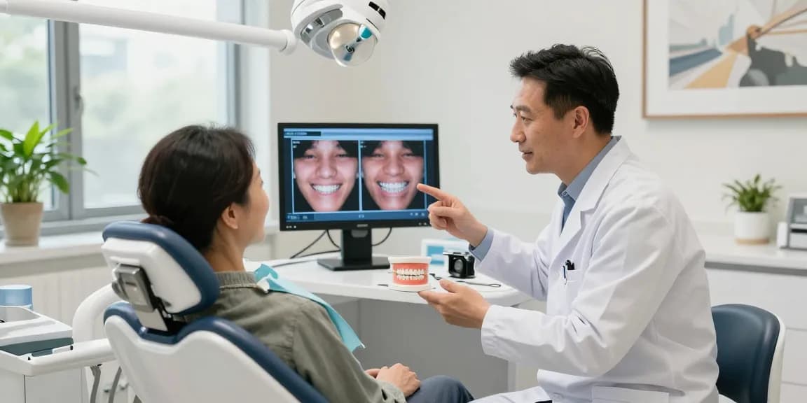 Consultation for Overbite jaw surgery Hawthorn in a modern dental office.