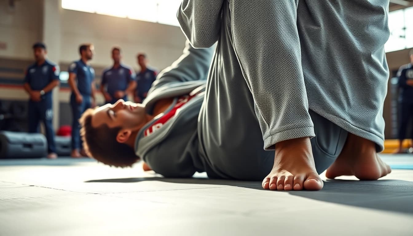 Showcasing professional BJJ gear in action during a training session, highlighting quality and durability.