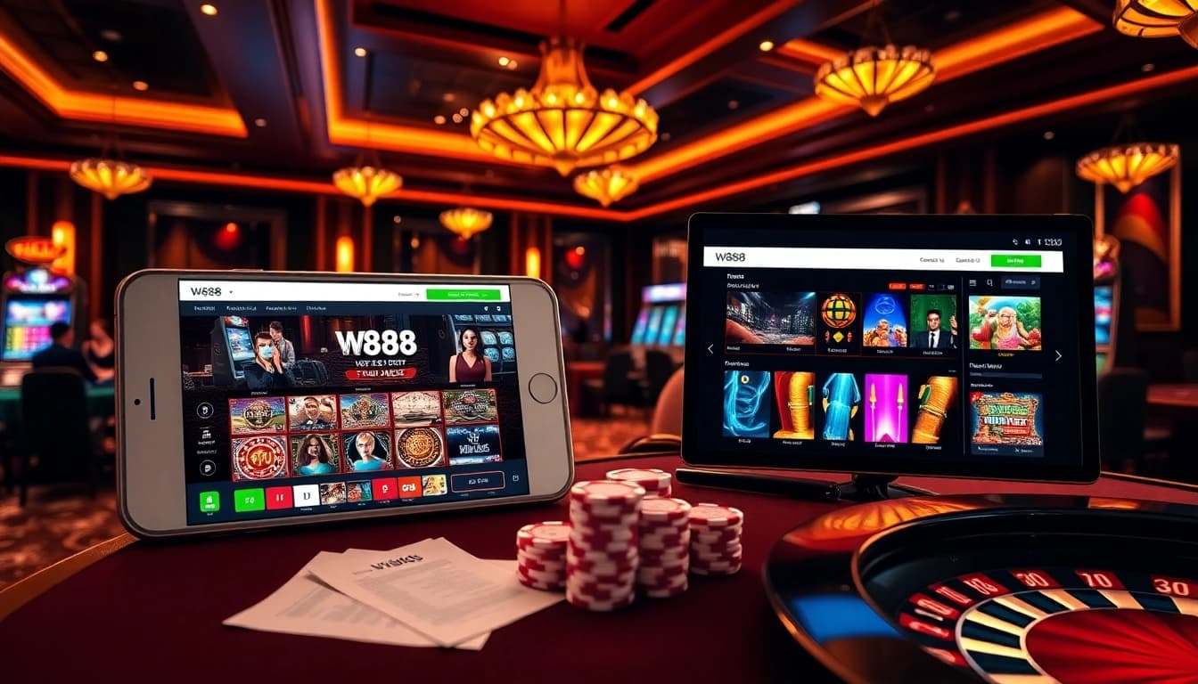 Experience link vao w88 with an exciting casino scene of mobile and PC gaming.