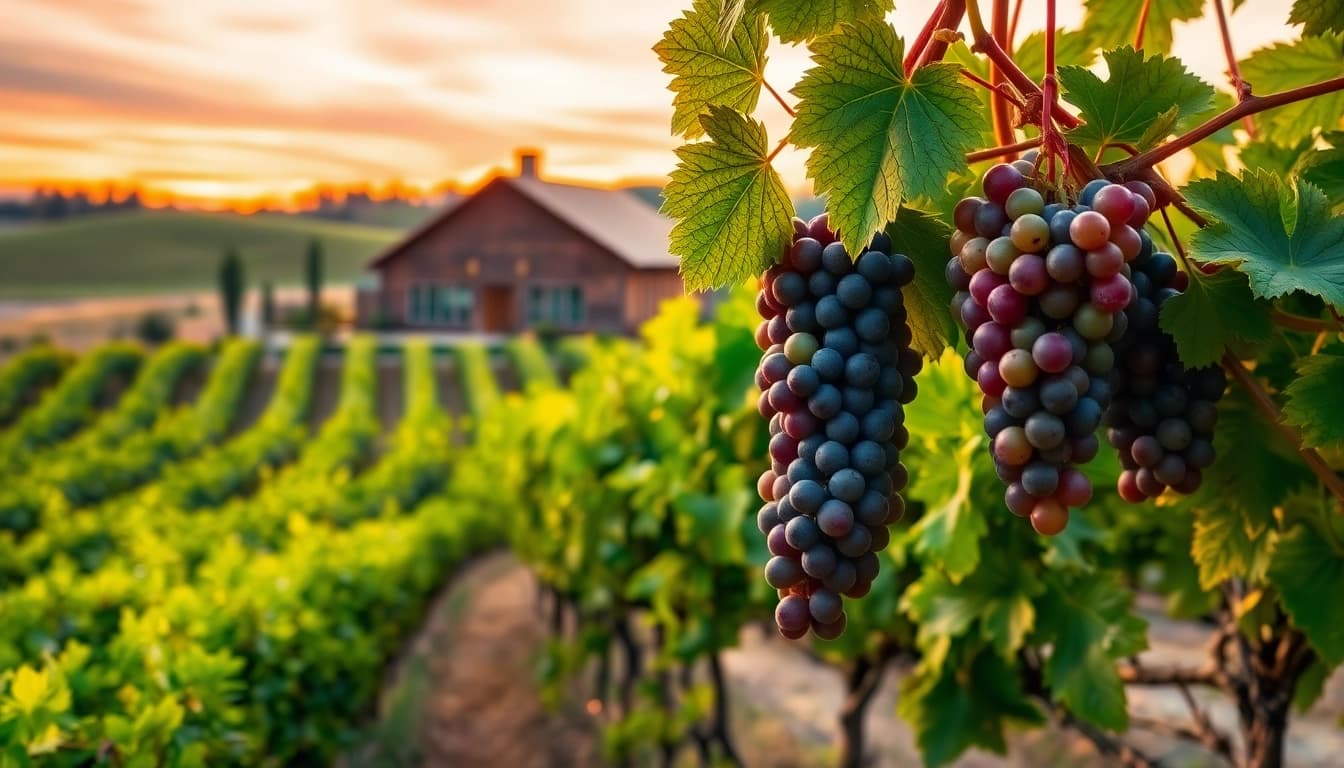 Tourists enjoying the picturesque setting of Sacramento Wineries amidst lush vineyards.