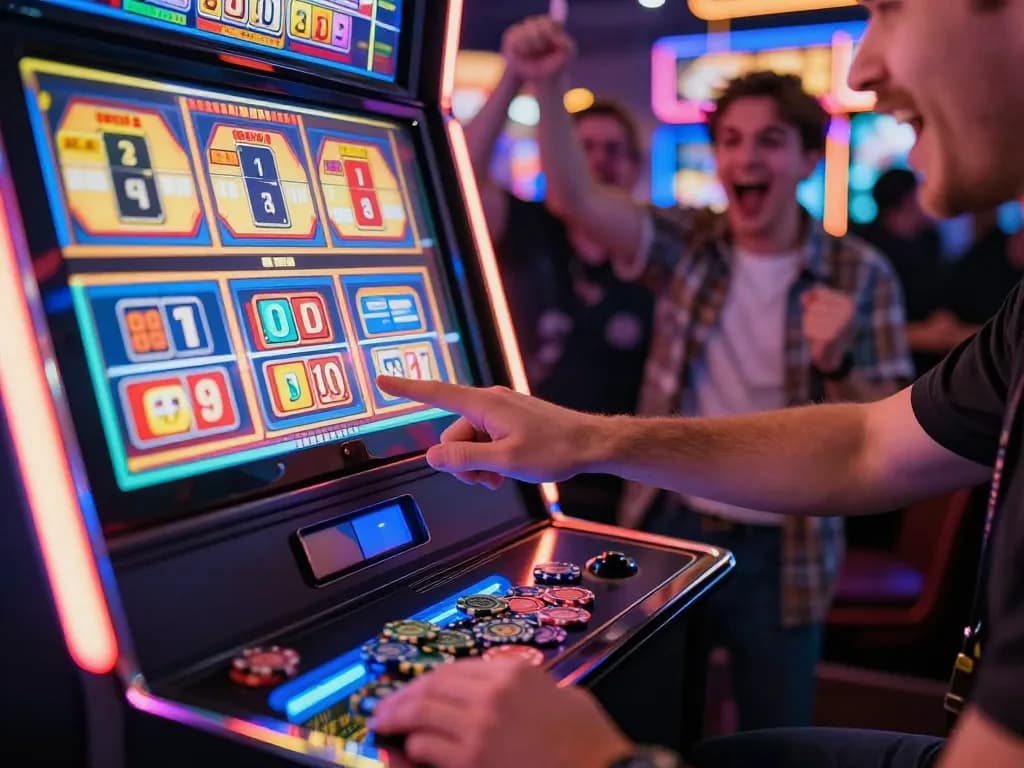 Player engaging with colorful slot machine, exploring slot 10 ribu for thrilling gameplay experience.