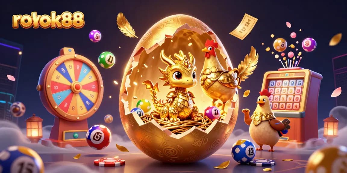 Win big with rokok88 in a dazzling casino scene featuring a golden dragon and vibrant gaming elements.