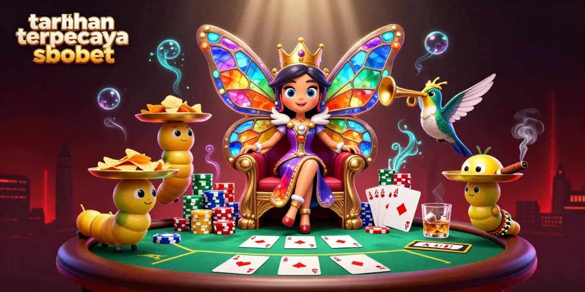Engage in taruhan terpercaya sbobet with a vibrant 3D illustration showcasing an animated casino scene filled with action.
