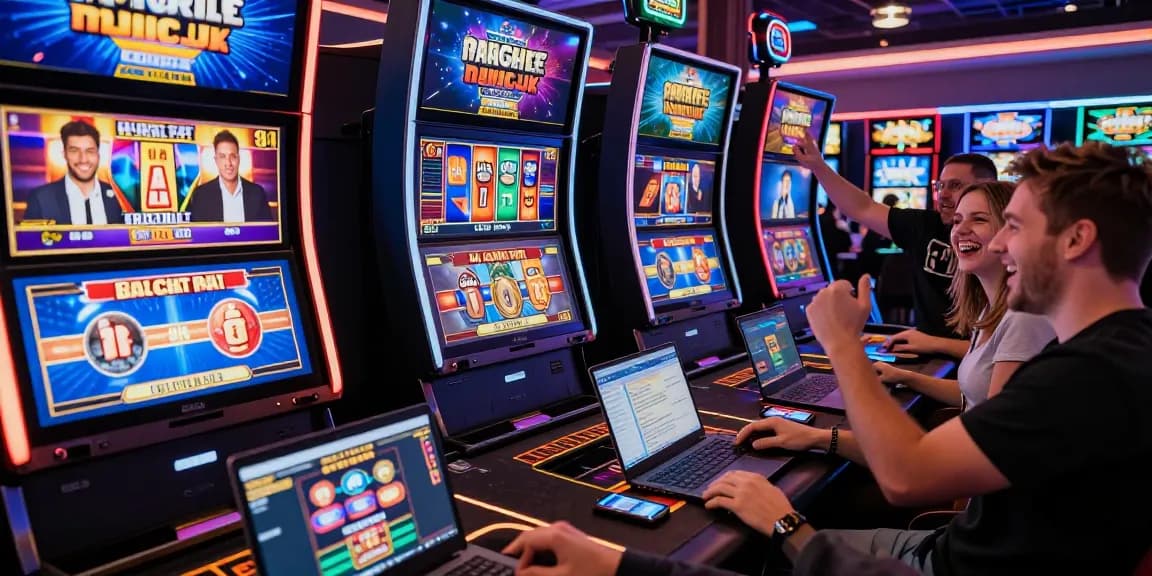 Exciting dynamic gaming atmosphere showcasing players at credit card casinos at maic.org.uk enjoying vibrant slot games and winning moments.