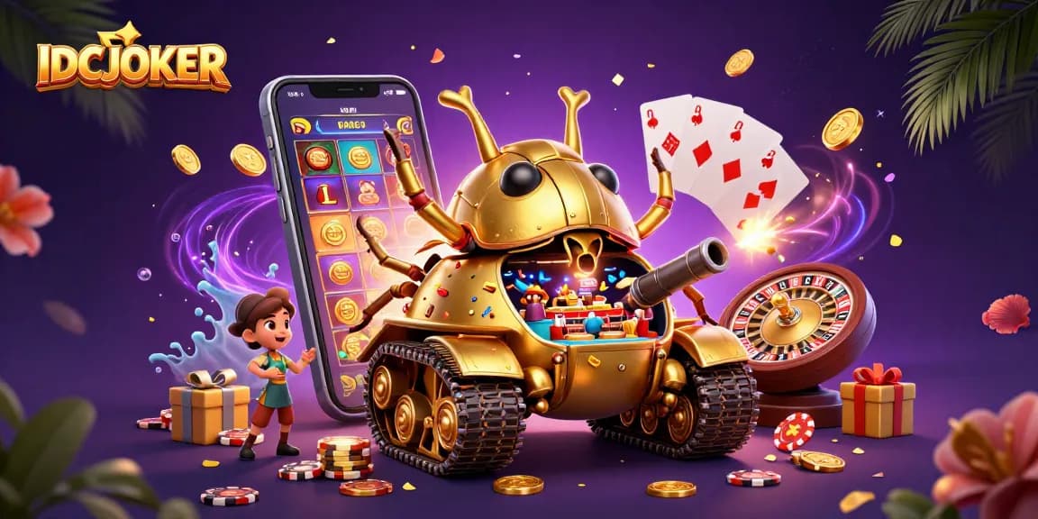 Play engaging slot games at IDCJOKER with a vibrant casino atmosphere and lucky charms.