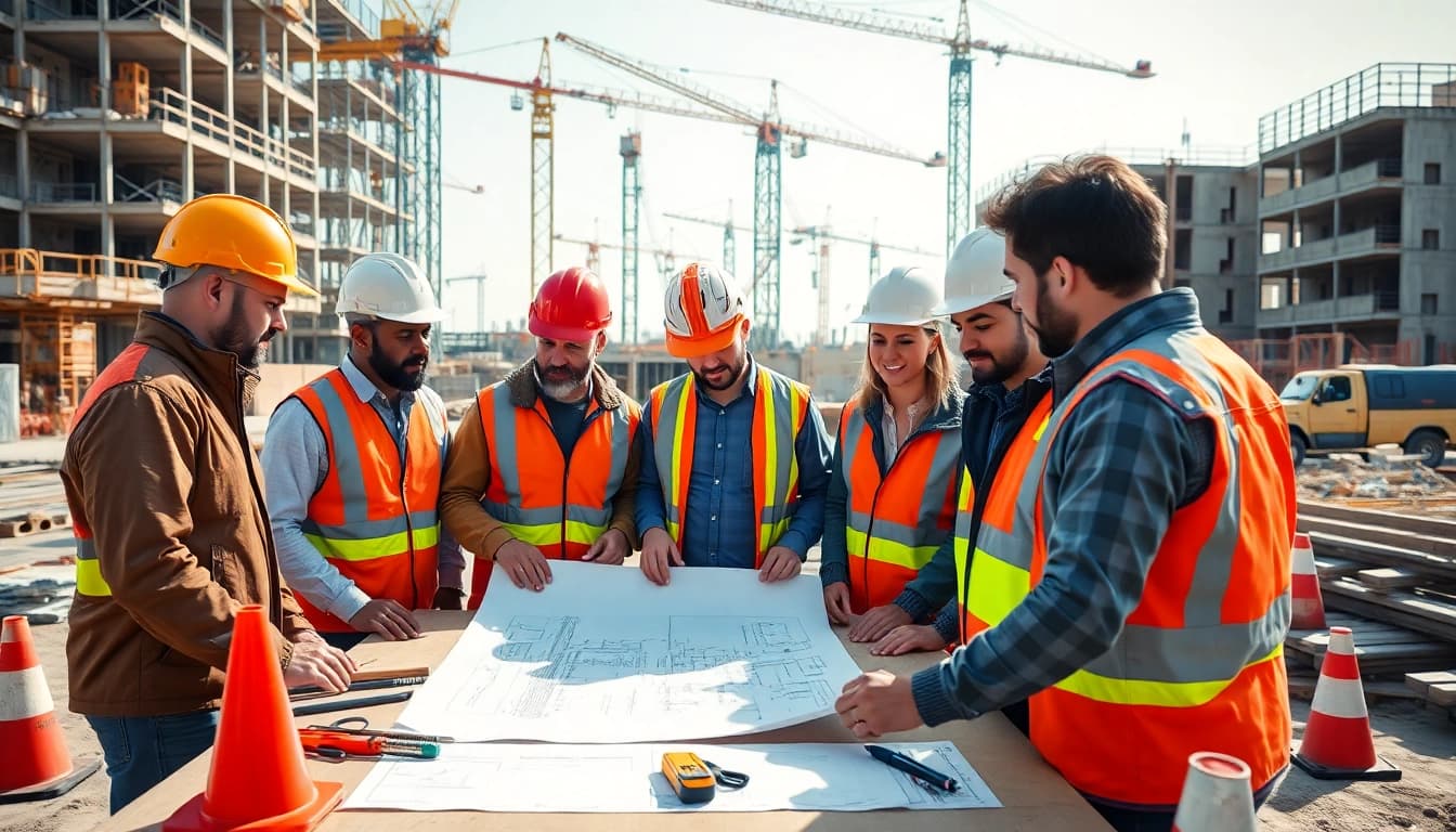 Promote construction advocacy carolinas through teamwork at a dynamic construction site.