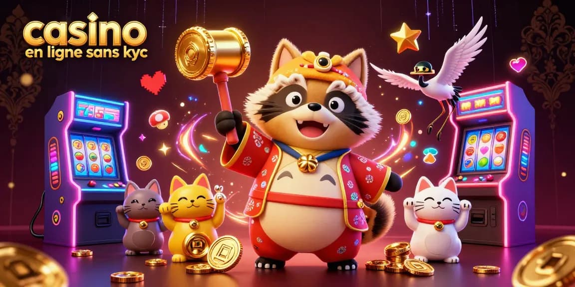 Jouez dans un casino en ligne sans KYC avec des éléments de jeu japonais et des machines colorées.