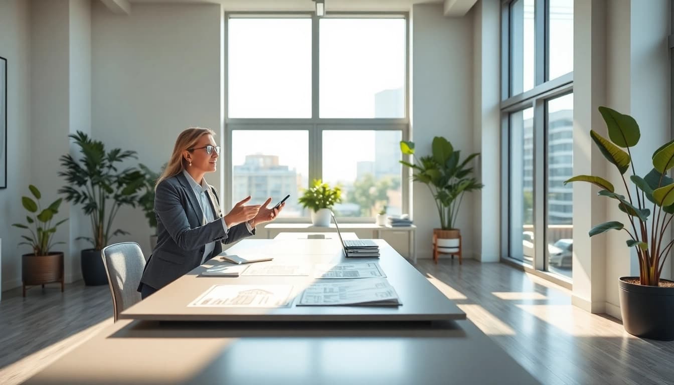 Understanding guaranteed rent in Amersham with a detailed discussion setup in a modern office.
