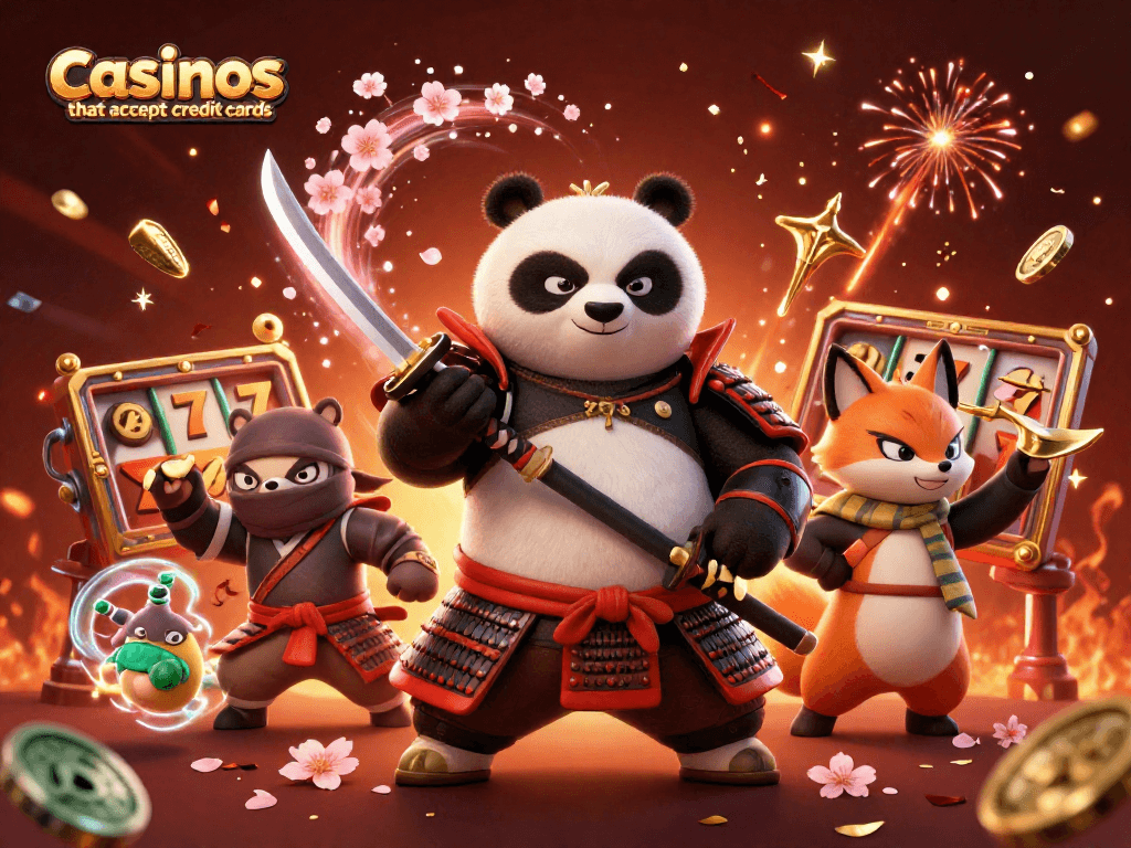 Engage with thrilling gameplay at casinos that accept credit cards featuring vibrant characters and casino elements.