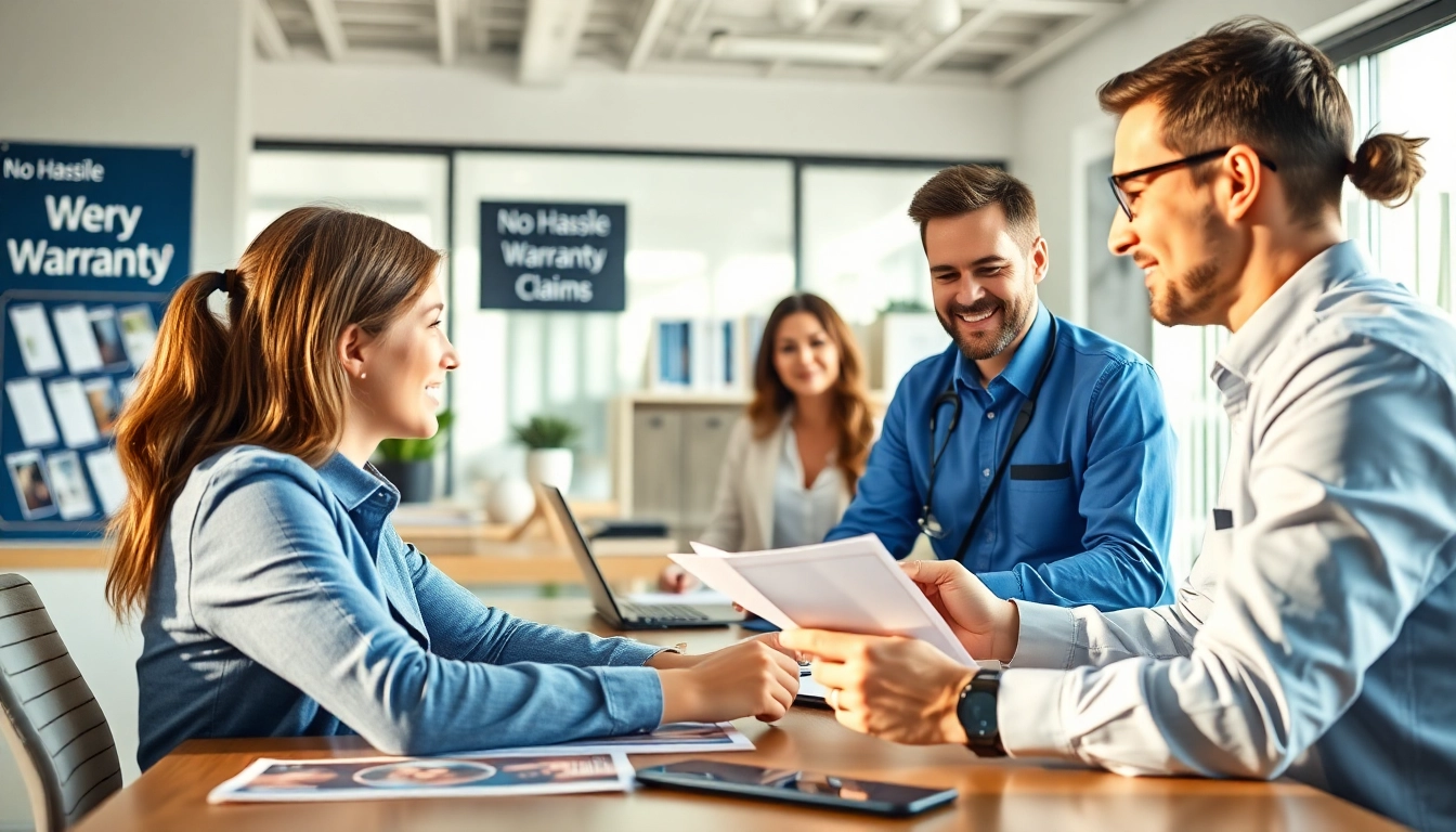 No hassle warranty claims explained during a discussion in a bright office.