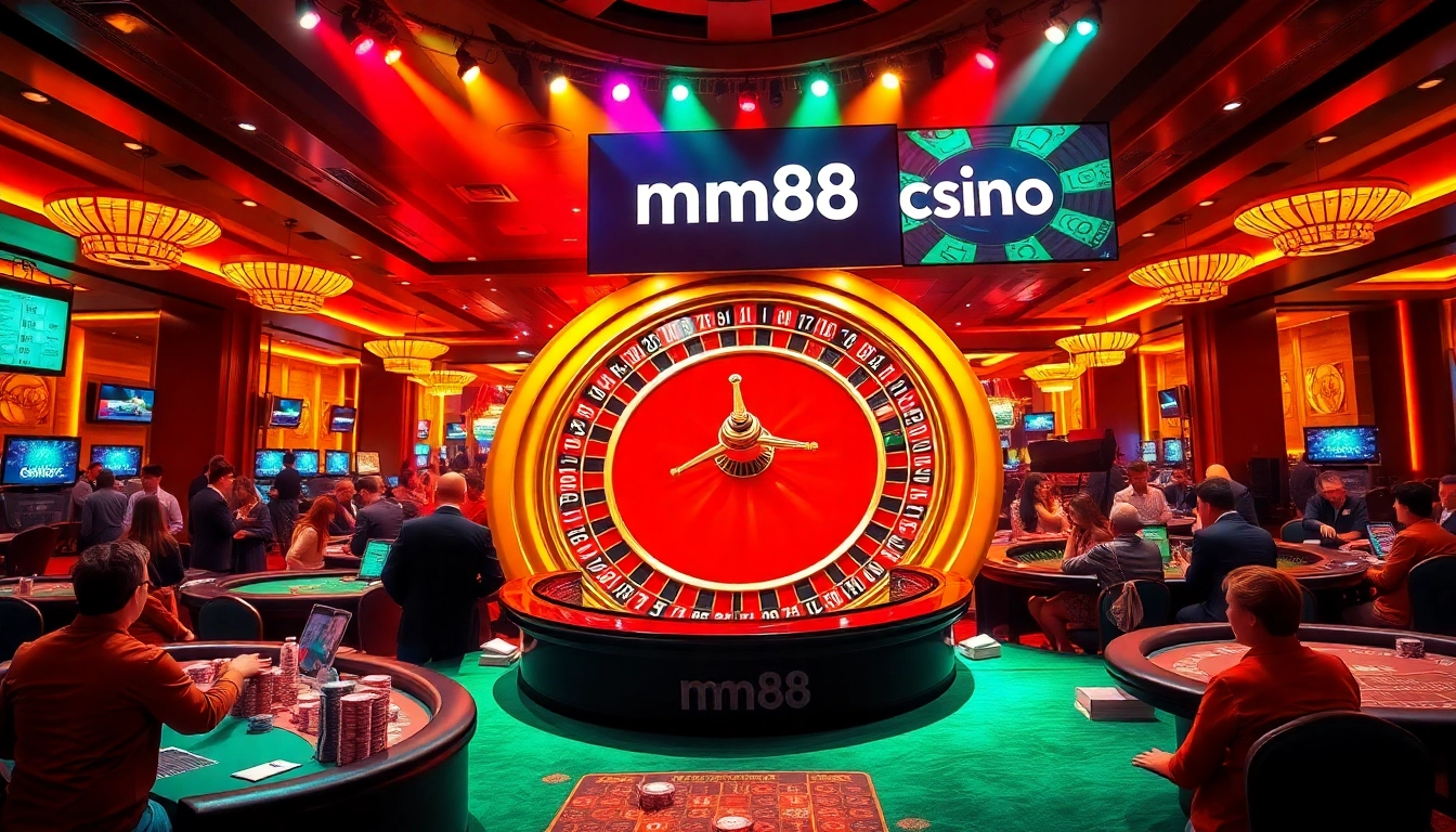 mm88 roulette table showcasing thrilling gameplay in a vibrant casino setting.