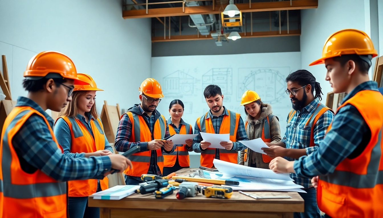 Engaged students in construction education Colorado workshop, learning hands-on skills.