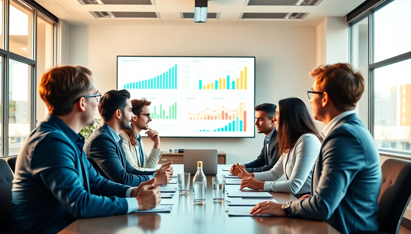 Analyzing competitor pricing strategies during a business meeting with visuals.