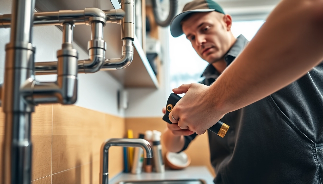 Find a skilled plumber near me fixing modern kitchen pipes with precision.