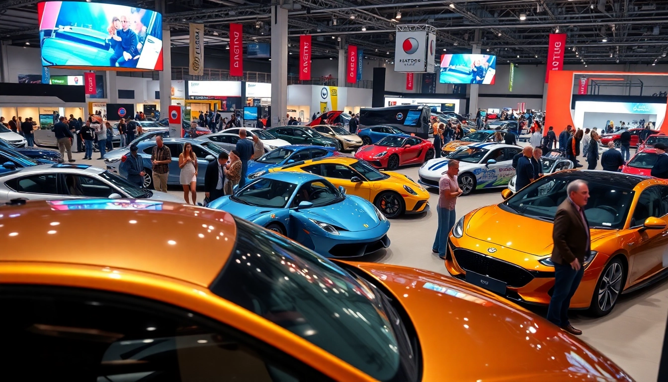 Visitors exploring various vehicles at the dynamic Auto Cars Show, showcasing excitement.