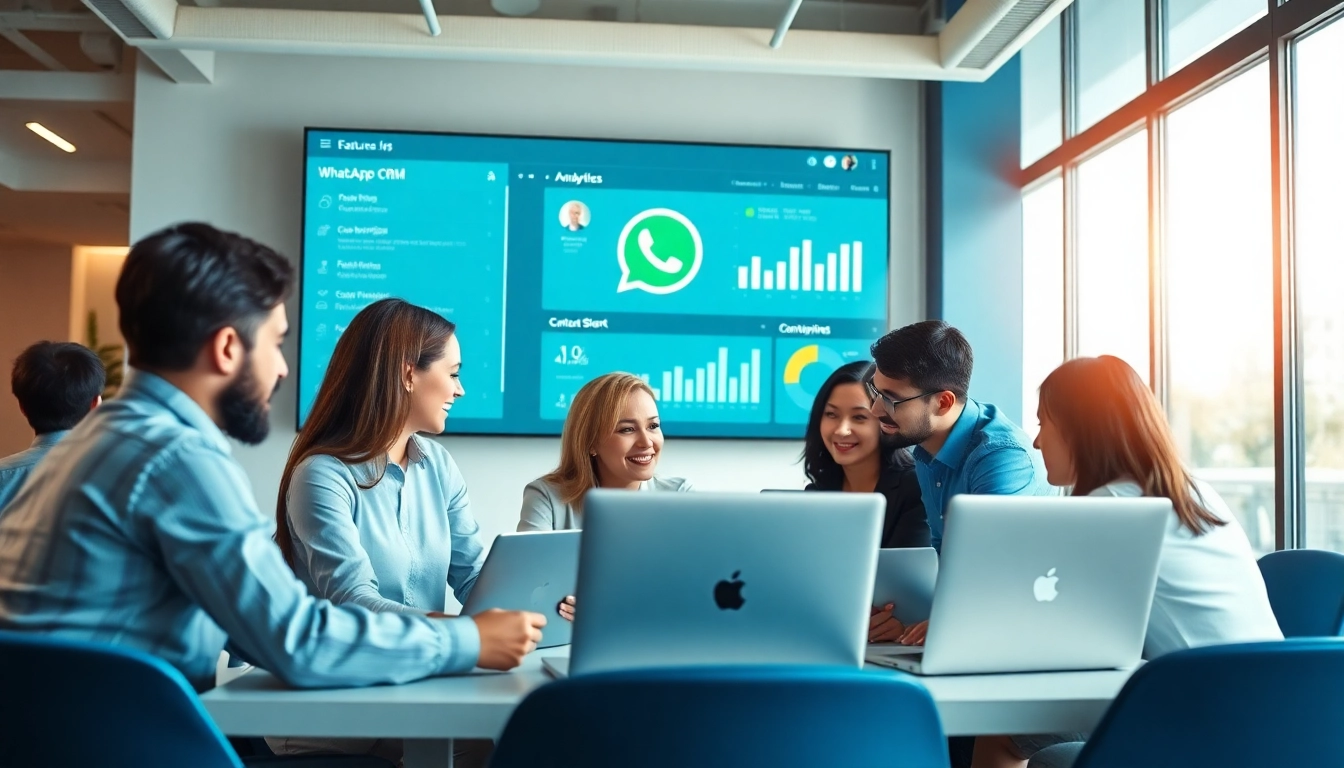 Collaborate efficiently with WhatsApp Smart CRM features on a professional workspace display.