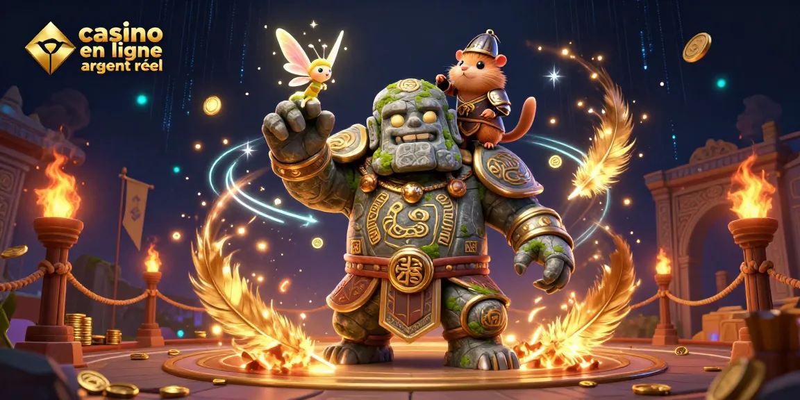 Jouez dans un univers magique avec le casino en ligne argent réel, où un golem veille avec son fier hamster.