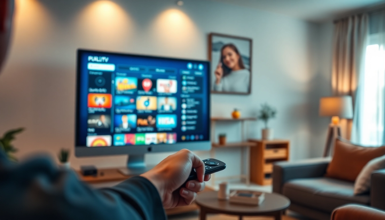 View a user engaging with a public iptv playlist on a modern device in a cozy living room.