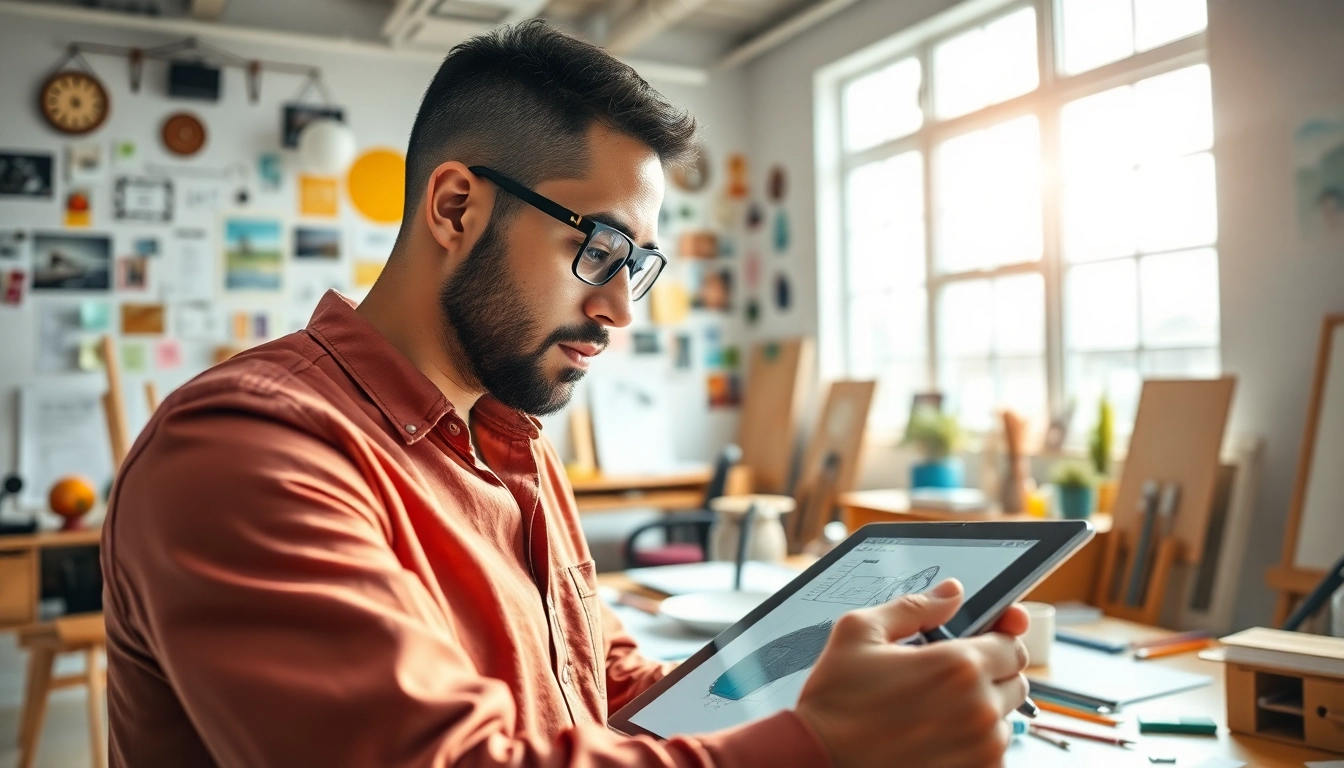 Engaging digital artist illustrating concepts in a bright studio, showcasing seedream creativity.