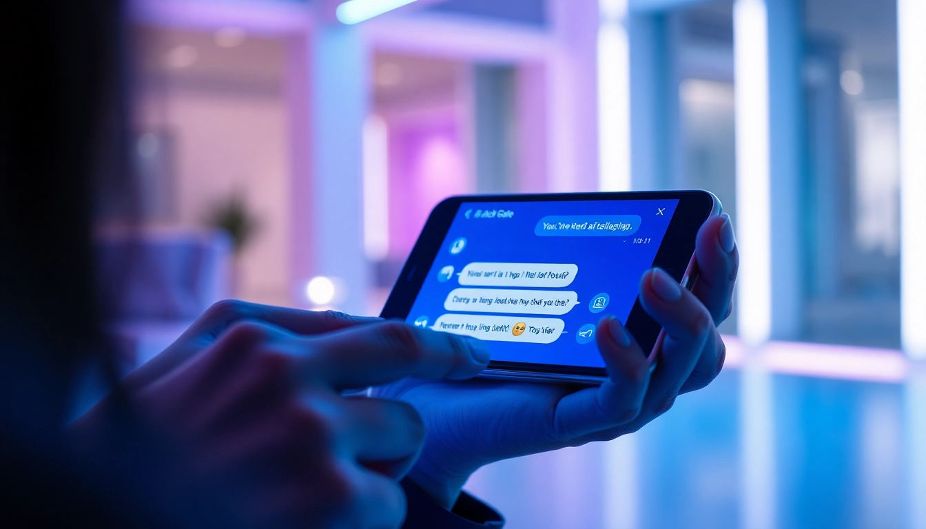 AI sexting conversation on a modern phone with engaging virtual character interactions.