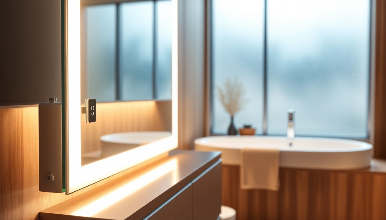 sonni Spiegelschrank im modernen Bad mit eleganten LED-Details beleuchtet